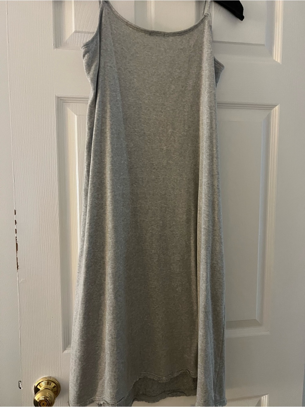 Women's Grey Midi Slip Dress with Thin Straps